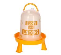 Kerbl Bebedero de plástico con Patas con asa y Cierre de Bayoneta para Aves de Corral (Polluelos/Pollos/Patos) Naranja (3,0 l)