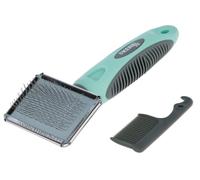 Kerbl Carda Suave Gris/Turquesa 16x9cm para Eliminar Pelo Suelto y Áreas Enmarañadas