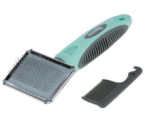 Kerbl Carda Suave Gris/Turquesa 16x9cm para Eliminar Pelo Suelto y Áreas Enmarañadas