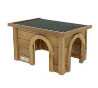 Kerbl Casa para roedores (casita de abeto, con tejado de betún resistente a la intemperie, dos entradas para almacenamiento adecuado, apta para recintos exteriores, refugio para conejos) 82852