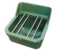 Kerbl Comedero con Varillas Metálicas, Montaje en Pared, Verde, 33x28x33,5cm, 9l, Plástico Resistente a Roturas, 1 Comedero, con Tapón de Drenaje