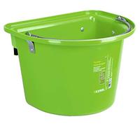 Kerbl Comedero Turnier con Gancho para Colgar y asa de Transporte, Cubo para pienso, Verde Claro, 39 x 32,5 x 26 cm, 12 l, 1 comedero, plástico Resistente