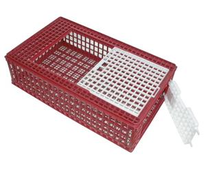 Kerbl Hobbyfarming Caja de Transporte para Aves de Corral, Caja para Aves, Caja de Transporte, roja, Blanca, 95x57x27,5cm, plástico, Aves de Corral, apilable, fácil de Limpiar
