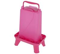 Kerbl Hobbyfarming Comedero automático con Patas, 3,5 l, Rosa, 16,5x24,5x35 cm, comedero para Aves, dispensador de alimento, plástico, Aves de Corral