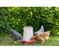 Kerbl Hobbyfarming Comedero automático con Patas, 3,5l, Rojo/Blanco, 16,5x24,5x35cm, comedero automático para Aves, dispensador de alimento, plástico, para Aves