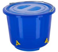 Kerbl Hobbyfarming Cubo para Beber, Bebedero para Aves, Azul, 33 x 33 x 26,5 cm, 12 l, plástico, con 4 bebederos de tetina, asa de Acero Inoxidable, Tapa de plástico