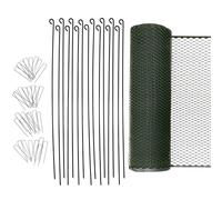 Kerbl Hobbyfarming Valla Universal Multifence, 25 m de Largo, 0,90 m de Alto 15 Varillas de Montaje, 30 Clavijas en U, Verdes