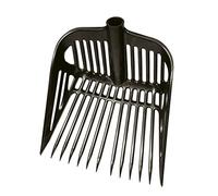 Kerbl Horquilla para establos, Arena y estiércol, Negra, plástico, 45x40cm, para granjeros, propietarios de Caballos, sin Mango y 13 Dientes