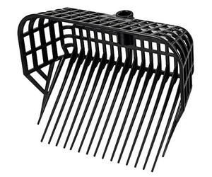 Kerbl Horquilla para estiércol sin mango (horquilla para estiércol de gran capacidad, 17 púas, plástico irrompible, horquilla para virutas negra, tamaño 38x30 cm) 326056