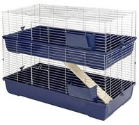 Kerbl Jaula para roedores Maxi Baldo Twin, 2 Pisos con 2 comederos de heno, Rejilla Plegable, Extraíble para Hierba, Bandeja de plástico de fácil Cuidado, para roedores