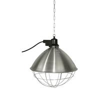 Kerbl Lámpara de calor infrarroja, emisor de calor, 5 m, aluminio, con pantalla de aluminio de Ø35 cm y jaula protectora, incluye cadena de fijación