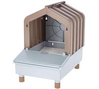 Kerbl Nido para ponedero 2 en 1, Puerta para Huevos, marrón/Gris, 47x32,5x48cm, plástico, con función de Deslizamiento, para hasta 5 gallinas