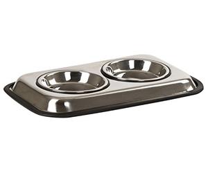 Kerbl Pet 81319 Duo - Cuenco de Acero Inoxidable (37 x 23 x 3 cm)