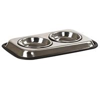 KERBL PET 81319 Duo - Cuenco de Acero Inoxidable (37 x 23 x 3 cm) | 37 cuencos de 23 × para mascotas