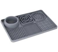 Kerbl Pet Alfombrilla para lamer XL, para Perros y Gatos, Diferentes Superficies, Cuenco Integrado, Antideslizante, Fabricada en Silicona, Gris, 30x20 cm