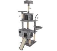 Kerbl Pet Árbol rascador Levi, Mueble rascador para Gatos Grandes, Moderno árbol rascador con Cueva, Gris, Altura 167 cm, columnas de sisal, Pelotas de Felpa