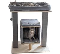 Kerbl Pet Árbol rascador Noah III, mueble rascador, 75 x 50 x 92 cm, gris/natural, contrachapado de abedul, para hogares con varios gatos, mueble rascador moderno