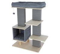 Kerbl Pet Árbol rascador Noah IV, mueble para gatos, gris/natural, 75 x 50 x 114 cm, contrachapado de abedul, para gatos grandes/pesados