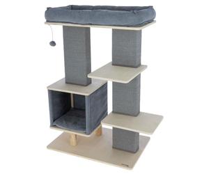 Kerbl Pet Árbol rascador Noah IV, mueble para gatos, gris/natural, 75 x 50 x 114 cm, contrachapado de abedul, para gatos grandes/pesados