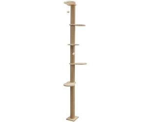 Kerbl Pet Árbol rascador Timber, árbol rascador de pared para gatos, pared para trepar, madera maciza, cuerda de yute, altura 208 cm, 5 plataformas