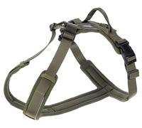 Kerbl Pet Arnés Dallas, Verde Oliva, Contorno de Cuello 37-52 cm, Contorno de Pecho 52-60 cm, Nailon, Forma de Y, Reflectante, con Cierre de Clip, para Perros medianos y Grandes