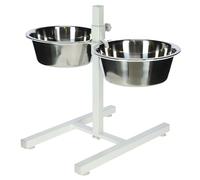 Kerbl Futterstange für Haustiere, weiß, 54 x 27 x 43 cm, 2 x 1800 ml Futternäpfe, Stahlrahmen, 2 Edelstahl-Futternäpfe, stufenlos höhenverstellbar