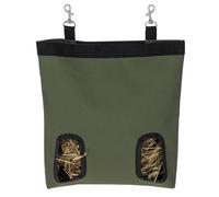 Kerbl Pet Bolsa de heno S, verde oliva, 28 x 24 x 4 cm, con dos compartimentos para heno, para conejos, liebres y cobayas
