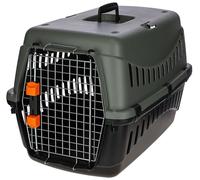 Kerbl Pet Caja de Transporte Eco, Perros, Gatos, Antracita/Gris Verdoso, 60x40x38,5 cm, plástico, 5-15 kg, Apta para Viajes en avión, con Puerta metálica