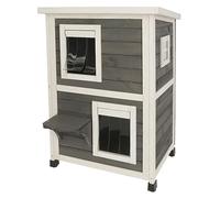 KERBL PET - Casa Familiar para Gatos, Color Gris y Blanco, 57 x 55 x 80 cm