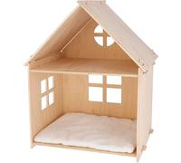 Kerbl Pet Casa para Gatos de Interior Yvi, casa para Gatos, Natural, Blanco, 53x38x67,5cm, Madera contrachapada, para Gatos, de Dos Niveles, cojín extraíble