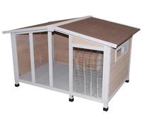 Kerbl Pet Casa para Perros Overview, 134x92x82cm, Madera, plástico, plexiglás, para Perros, Techo Resistente a la Intemperie, 2 Ventanas correderas