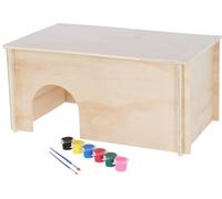 Kerbl Pet Casa para roedores para Pintar, para Pintar, Techo Plano Desmontable, fácil Montaje, Pintura al Agua inofensiva, para Conejos y roedores, 50 x 29 x 24 cm