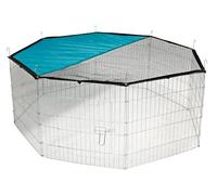 Kerbl Pet Cerradero exterior, corral, 8 paneles de malla de 57x56cm cada uno, de metal galvanizado, con cubierta y parasol, extensible
