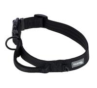 Kerbl Pet Collar Dallas, negro, ancho 32 mm, contorno del cuello 44-55 cm, nylon, con anilla en D y ojal, incluye correa corta, ajustable, para perros grandes
