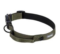 Kerbl Pet Collar Dallas, verde oliva, ancho 25 mm, contorno del cuello 36-44 cm, nylon, con anilla en D y ojal, incl. correa corta, ajustable, para perros grandes