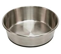 Kerbl Pet Comedero de Acero Inoxidable, Redondo, Plateado/Negro, Ø22x6,8 cm, 1600 ml, Antideslizante