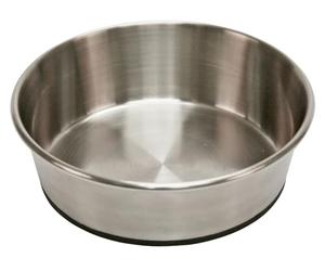 Kerbl Pet Comedero de Acero Inoxidable, Redondo, Plateado/Negro, Ø22x6,8 cm, 1600 ml, Antideslizante