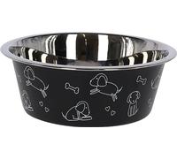 Kerbl Pet Comedero para Perros de Acero Inoxidable Pet, Negro, 1800 ml, Apto para Comida y Agua, Apto para lavavajillas, Robusto, con diseño