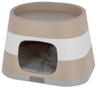 Kerbl Pet Cueva para gatos Bianca, casa para gatos con cojín, cama para gatos, Polipropileno, taupe/blanco/gris, 58 x 38 x 35 cm, moderna, robusta