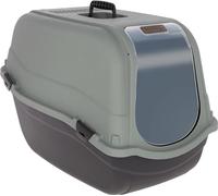 Kerbl Pet Emma Eco Caja de Arena para Gatos Negro/Gris Verdoso 65 x 44 x 46 cm, Fabricado con plástico 100% Reciclado, con Filtro y Puerta, fácil de Limpiar.