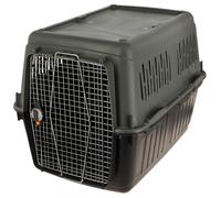 Kerbl Pet Jaula de transporte Eco, jaula para perros, antracita/verde grisáceo, 102 x 73 x 76,5 cm, plástico, 35-60 kg, perros, apta para vuelos, con bebedero de 0,3 l, con puerta metálica