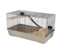 Kerbl Pet Jaula para roedores Gabbia Hamster 102, beige, 100x53x55cm, de plástico y malla metálica, para hámsteres, cobayas y ratones, con caseta de madera y comederos