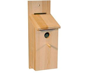 Kerbl Pet Kit de bricolaje para caja nido, casa para pájaros, 36x12x14 cm, madera natural, para herrerillos y gorriones, orificio de entrada de 32 mm, tapa con bisagra