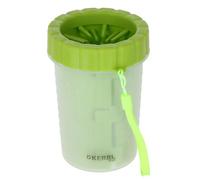 Kerbl Pet Limpiador de Patas, para Perros y Gatos, Fácil de Limpiar, Ideal para Llevar, Recipiente de plástico con Lazo de sujeción, Verde, 14,5 cm