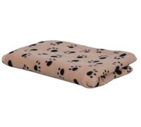 Kerbl Pet Manta para Perros Stella, Frazada, Beige, con Estampado de Huellas, 140x100 cm, Perros, Gatos, de Suave Forro Polar, Protege Muebles