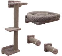 Kerbl Pet Muro de Escalada Monte Alpi, Poste rascador de Pared, Color Topo, Capacidad de Carga máxima 10 kg, Montaje en 8 Piezas Que Ahorra Espacio, Postes de sisal