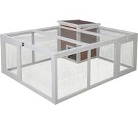 Kerbl Pet Parque con casa guarida integrada 132 × 102 × 59 cm | 132 × 102 × 59 cm, amplio caño para conejos, incluye refugio integrado de madera