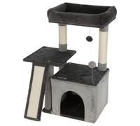 Kerbl Pet Rascador Rosalie, para Gatos y Gatitos, Estable, con Cama de Peluche y Cueva, sisal Natural para el Cuidado de Las Garras, Pelotas de Juego, Gris, 76 cm