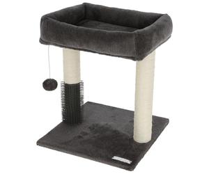 Kerbl Pet Rascador ROSI, para Gatitos y Gatos pequeños, Cama Acolchada, Pelota de Peluche para Jugar, Postes de sisal Natural, Cepillo de Masaje, Gris, 48 cm