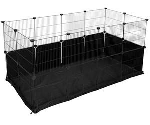 Kerbl Pet Recinto Interior Hoppla, Extra Alto, 24 Elementos, Suelo de Nylon, Montaje sin Herramientas, Adecuado para Animales jóvenes, Negro, 144x72x72 cm